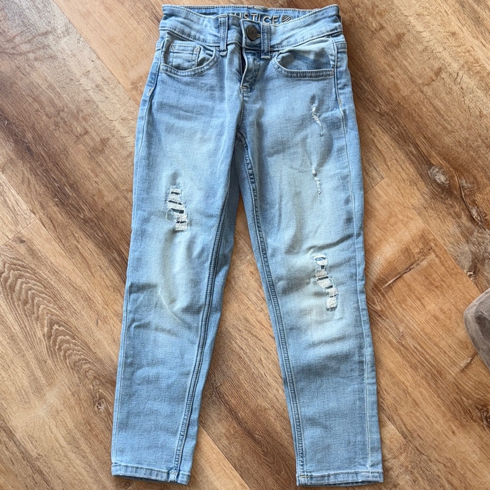 Justice Light Blue Distressed Jeans